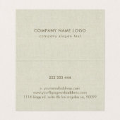 Eenvoudige crème kleur natuurlijke linnen textuur visitekaartje (Binnenkant ongevouwen)