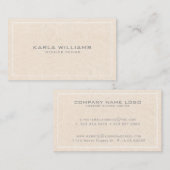 Eenvoudige crème linnen textuur print visitekaartje (Voorkant / Achterkant)