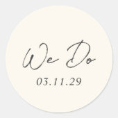 Eenvoudige crème moderne bruiloft ronde sticker (Voorkant)