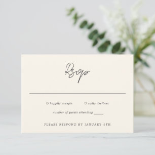 Eenvoudige crème moderne bruiloft RSVP kaartje