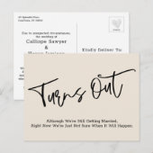 Eenvoudige crème uitgestelde bruiloft aankondiging briefkaart (Voorkant / Achterkant)