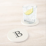 Eenvoudige Crème & Zwarte Monogram Crème Zandsteen Onderzetter<br><div class="desc">Crème en zwarte Monogram Crème achtergrond stenen onderzetter. Monogram cadeau.</div>