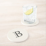 Eenvoudige Crème & Zwarte Monogram Crème Zandsteen Onderzetter<br><div class="desc">Crème en zwarte Monogram Crème achtergrond stenen onderzetter. Monogram cadeau.</div>