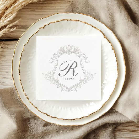 Eenvoudige  Crest Monogram bruiloft Servet