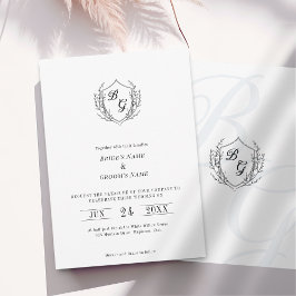 Eenvoudige  Crest monogram huwelijksuitnodiging