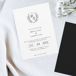 Eenvoudige  Crest monogram huwelijksuitnodiging