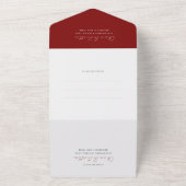 Eenvoudige Crimson Red Border Script QR Code Weddi All In One Uitnodiging (Buitenkant)