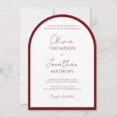 Eenvoudige Crimson Red Border Script Wedding Arch Kaart (Voorkant)