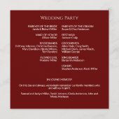 Eenvoudige Crimson Red Monogram huwelijksceremonie Programmakaart (Achterkant)