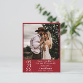 Eenvoudige Crimson Red Wedding Save the Date Foto Briefkaart (Staand voorkant)