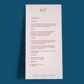 Eenvoudige Crimson & Roos Monogram Bruiloft Recept Menu