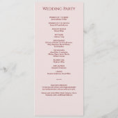 Eenvoudige Crimson & Roos Monogram huwelijksceremo Programmakaart (Achterkant)