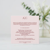Eenvoudige Crimson & Rose Monogram Trouwceremonie Programmakaart (Staand voorkant)
