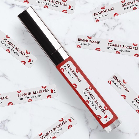 Eenvoudige Crimson Scarlet Red Custom Lip Gloss & Labels