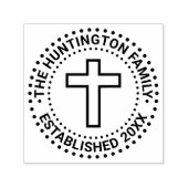 Eenvoudige Cross 2x Lijst Familienaam Datum Zelfinktende Stempel (Design)