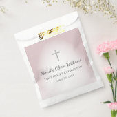 Eenvoudige Cross Elegant Roos Goud Eerste Communie Bedankzakje (Gezegeld)