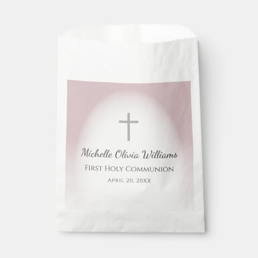 Eenvoudige Cross Elegant Roos Goud Eerste Communie Bedankzakje (Voorkant)