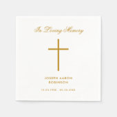 Eenvoudige Cross Gold Script Memorial begrafenis Servet (Voorkant)