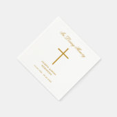 Eenvoudige Cross Gold Script Memorial begrafenis Servet (Hoek)