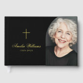 Eenvoudige cross loving geheugen begrafenis gedenk gastenboek (Voorkant)