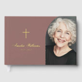 Eenvoudige cross loving geheugen begrafenis gedenk gastenboek (Voorkant)