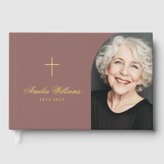 Eenvoudige cross loving geheugen begrafenis gedenk gastenboek (Voorkant)