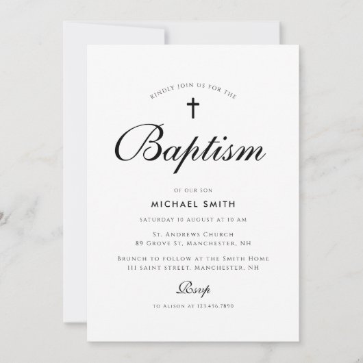 eenvoudige cross-modern baptisme-uitnodiging kaart (Voorkant)