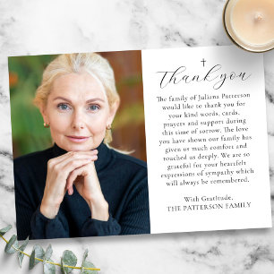 Eenvoudige Cross Photo Download begrafenis Dank u  Kaart