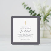 Eenvoudige Cross Script Lettering Foto doop Kaart (Staand voorkant)