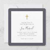 Eenvoudige Cross Script Lettering Foto doop Kaart (Voorkant)