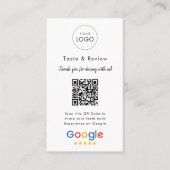 Eenvoudige Culinaire Google Review QR Code Logo Visitekaartje (Voorkant)