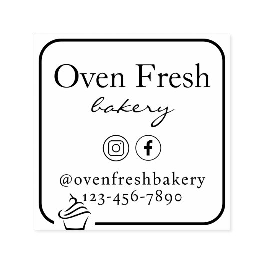 Eenvoudige Cupcake Bedrijfsnaam Bakkerij Zelfinktende Stempel (Design)