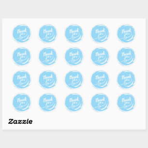 Eenvoudige Cursieve Dank je Blauwe Ronde Sticker