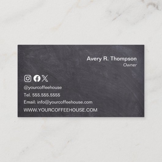 Eenvoudige Custom Chalkboard Coffee Cup Cafe Shop Klantenkaartje (Achterkant)
