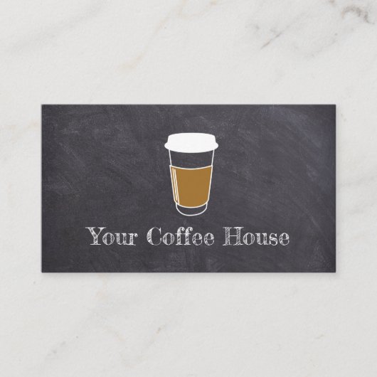 Eenvoudige Custom Chalkboard Coffee Cup Cafe Shop Visitekaartje (Voorkant)