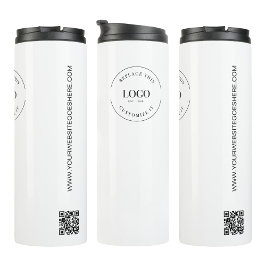 Eenvoudige Custom Company Logo QR code website Thermosbeker