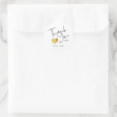Eenvoudige Custom Dank u Gold Heart Script Ronde Sticker (Tas)