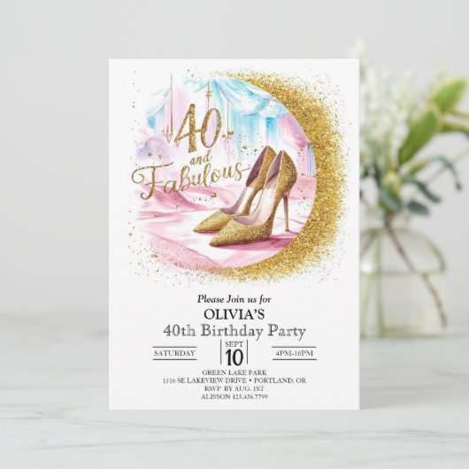 Eenvoudige Custom Digitaal Goud 40e Verjaardag Kaart (Staand voorkant)