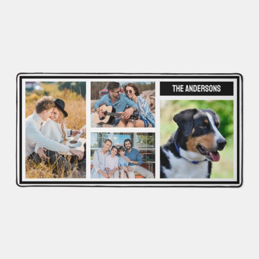 Eenvoudige Custom Family Photo Collage Tafelmat Bureaumat (Voorkant)