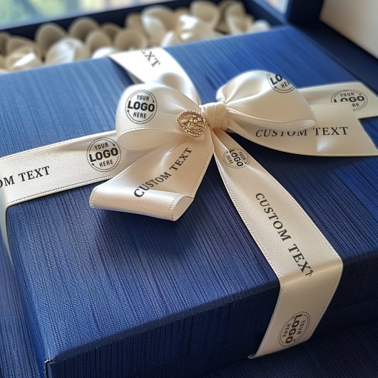 Eenvoudige Custom Logo Branded Business Satijnen Lint