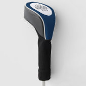 Eenvoudige Custom Navy Blue Business Logo Branded Golfheadcover (Schuin)