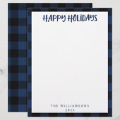 Eenvoudige Cute Aangepaste Navy Plaid Vakantie Bri Briefhoofd (Voorkant / Achterkant)