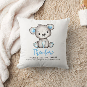 Eenvoudige Cute Blauwe Beer Baby Jongen Kussen