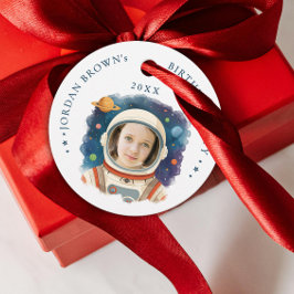 Eenvoudige Cute Blauwe En Witte Astronautenhelm Fo Bedankjes Labels