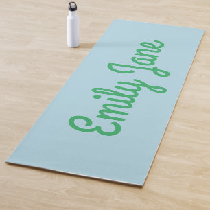 Eenvoudige Cute Blue Green Script Persoonlijke naa Yogamat