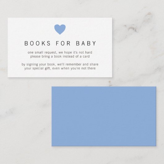Eenvoudige Cute Blue Heart Boy Books for Baby show Informatiekaartje (Voorkant / Achterkant)