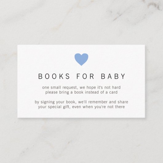 Eenvoudige Cute Blue Heart Boy Books for Baby show Informatiekaartje (Voorkant)