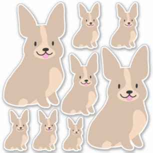 Eenvoudige Cute Corgis, verschillende formaten, St Sticker