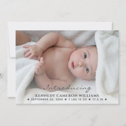 Eenvoudige Cute Custom Foto Hallo Baby Newborn Bir Aankondiging (Voorkant)