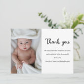 Eenvoudige Cute Custom Photo Newborn New Baby Show Bedankkaart (Staand voorkant)